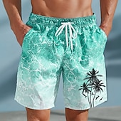 billige Tropiske planter og blomster-Herre Kokosnøttre Tropiske planter Havbølger Badeshorts Badedrakter Badeshorts Surfeshorts Medium Midje Hawaiisk Strandferie Sidelommer Mesh fôr Elastisk snøring i midjen Designer Klær