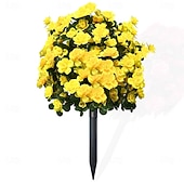 cheap Artificial Flower-Artificial Azalea Flower with Ground Stakes, 23" UV Resistant Fake Azalea Garden Stake, Faux Greenery Shrubs for Outdoor Porch, Patio, Wedding, Party Decor, Durable, Easy-to-Install Garden Accessory