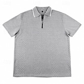 cheap Men's Classic Polo-Men's Polo Polo Shirts Casual Daily Quarter Zip Short Sleeve Fashion Basic Plain Jacquard Zipper Spring &amp; Summer Summer Spring Regular Fit Blue Black White Burgundy Navy Blue khaki Polo