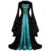  Mittelalterlich Renaissance Kleid Ausgefallene Kostüme langarm Hexe Wikinger Kostüm Damen Keltisch Fantasie Halloween Karneval Leistung LARP Renaissance-Messe Erwachsene Kleid