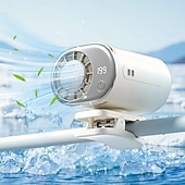 baratos Luzes e lanternas de acampamento-Ventilador de ar condicionado automotivo de encaixe, modelo 2026, com chips de resfriamento semicondutores de 16°C, 199 velocidades ajustáveis e display de LED. &amp;Ventilador portátil com rotação de