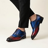 economico Κλασικά Παπούτσια-Men's Yellow and Green Wingtip Oxford Shoes with Brogue Detail and Colorblock Design, Vintage Statement Dress Shoes for Stylish Men, Ideal for Weddings, Parties, Banquets and Fashion Events