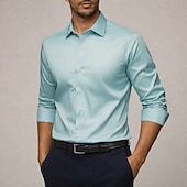 economico Camicie in raso da uomo-Per uomo Camicia Camicia in raso Camicia elegante Camicia con Bottoni Semplice Matrimonio Formale Blu chiaro Nero Bianco Verde Manica Lunga Bavero Tutte le stagioni Abbigliamento Puro
