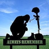 cheap U.S. 250th Anniversary-Memorial Day Outdoor Patriotic Metal Soldier Yard Sign, 4th of July Decoration, Fallen Soldier Memorial, Iron Art Garden, Cemetery &amp; Lawn Decor