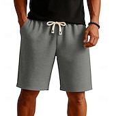 preiswerte Lässige Shorts-Herren Waffel-Shorts Shorts Sommershorts Freizeitshorts Patchwork Tasche Elastischer Bund Einfach Komfort Atmungsaktiv Knielang Lässig Outdoor Strand Urlaub Mode Blau Schwarz Mikroelastisch