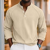 levne základní trička-SoftFade™ Pánské Tričko Henley košile 100% Bavlna Kyselé praní Tričko Krátký rukáv Jednoduché Solidní Vintage Streetwear Příležitostné Barvené Prané Raglánové rukávy Postavený límec Henley Ulice