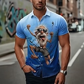 abordables Chemise vintage-Homme Drôle Personnage de dessin animé Vieil Homme Chemise Chemise d'été Chemise Boutonnée Manche Courte Vintage Rétro Quotidien Extérieur Vacances Été Printemps Col Rabattu Impression 3D chemises