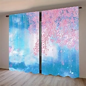 halpa Pimennysverho-2 kpl kasvi- ja kukkataideverhoja, polyesteri-ikkunaverhot tankotaskulla, vihreät kasvitieteelliset kuvioverhot olohuoneeseen, makuuhuoneeseen, keittiöön, asuntolan sisustukseen, kodin sisustukseen