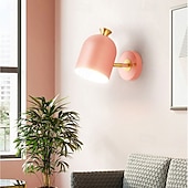 cheap Indoor Wall Lights-Cute Macaron Wall Lamp, 4 Color Options Green/Pink/Blue/Yellow, E27, Adjustable Cylindrical Lampshade, Metal Wall Sconce for Bedroom, Kids Room, Nursery, Living Room, Nordic Modern Decor