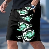  Herren Cartoon Monster Badeshorts Boardshorts Mittlere Taille Hawaiianisch Strandurlaub Seitentaschen Netzfutter Elastischer Kordelzug in der Taille Designer Bekleidung