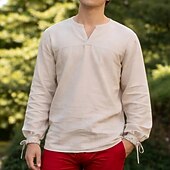  العصور الوسطى عصر النهضة قميص أكمام طويلة قرصان الفايكينج ملابس تنكرية رجالي الفايكينج قرصان عيد الرعب مهرجان أداء LARP رن فير للبالغين قميص