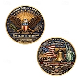 billige U.S. 250-årsjubileum-Amerikansk minnemynt til 250-årsjubileum, patriotisk samlermynt med ørn, frihet, amerikansk flagg, slitesterk metallsuvenir til utstilling, 1776–2026