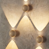 cheap Indoor Wall Lights-Durable Yellow Travertine Wall Mount Reading Light for Bed Pull Chain Wall Lamp Minimalist Round Wall Sconce Surface Mount LED Wall Lighting for Bedroom Bedside Lamps 110-240V