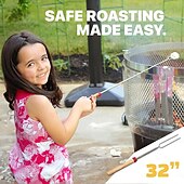 halpa Grillit ja ulkoruoanlaitto-12 smores-tikkua nuotiopaikkaan - nuotiotarvikkeet vaahtokarkkitikut paahtamiseen smores-setti ulkokäyttöön smore-vartaat hot dog -haarukka ulkokäyttöön, retkeilytarvikkeet nuotiovarusteet, pitkä 32"