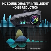 economico Accessori per motociclette e quad-Auricolare Bluetooth per casco da moto Y10, sistema di comunicazione wireless per casco con luce RGB, altoparlanti con cancellazione del rumore per la musica &amp;chiamate in vivavoce, impermeabile per