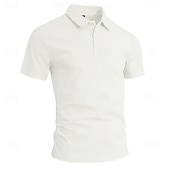  Homens Pólo Camisas Polo Casual Rua Lapela Manga Curta Básico Moderno Tecido Leve Botões Verão Primavera Normal Preto Branco Azul Claro Pólo
