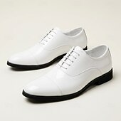 abordables Chaussures Oxford-Chaussures Oxford blanches à lacets pour homme, élégantes et minimalistes, parfaites pour les affaires, les mariages, l'église, les banquets et les occasions formelles.