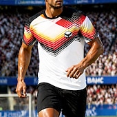 baratos Camisetas e Regatas de Corrida-Camiseta de futebol masculina estilo alemão, com estampa geométrica, ideal para o verão, manga curta, proteção solar UPF 50, secagem rápida, tecido de malha respirável, modelo 2026, perfeita para