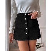 cheap Casual Skirts-Women's Vacation Skirt Fashion Casual Mini High Waist Skirts Plain Pocket Inelastic Daily Street Black Yellow Pink Wine Spring