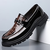 billiga Loafers-Herr svarta röda lackloafers slip-on metallbitar med grov sula lyxiga formella skor för bröllop, banketter, fester, bal och iögonfallande aftonkläder