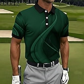 Недорогие Мужское гольф-поло-Муж. геометрический Гольф Спортивные рубашки поло Футболки поло Рубашки с воротником На каждый день Одежда для спорта и отдыха Пуговицы Весна лето Синий Черный Розовый