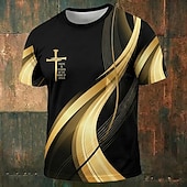  Ανδρικό μπλουζάκι με γραφικά "υπάρχει δύναμη στο όνομα του Ιησού" με εκτύπωση σε όλη την επιφάνεια, λευκό μπλε ντεγκραντέ, στρογγυλή λαιμόκοψη, κοντομάνικο, χριστιανική πίστη, δώρο, επώνυμα ρούχα,