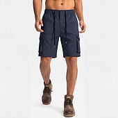 cheap Classic-Men's Tactical Cargo Cargo Shorts Shorts Casual Shorts Drawstring Pocket Elastic Waist Plain Comfort Breathable Knee Length Casual Outdoor Beach Vacation Fashion Black Navy Blue Inelastic