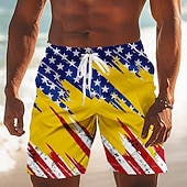  Herren 250. Jahrestag des Unabhängigkeitstages der USA am 4. Juli Amerikanische Flagge Badehosen Badeanzüge Badeshorts Boardshorts Mittlere Taille Patriotisch Ferien Seitentaschen Netzfutter