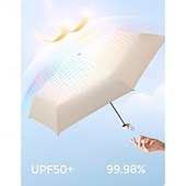 billige Paraplyer-Sammenleggbar kapselparaply med seks ribber, svart, UV-bestandig, ultralett, egnet for både regn og solskinn, UPF50-tilbud, for daglig pendling, shopping, korte turer, reise, piknik