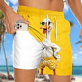  Voor heren Grappig Eend tekenfilm dieren Gevoerde shorts 2 in 1 zwemshorts Zwemshorts Medium Taille Hawaii Strandvakantie Zijzakken Met compressievoering Elastische tailleband met trekkoord Ontwerper