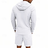 Χαμηλού Κόστους Βαμβακερό Λινό Πουκάμισο-Ανδρικά Πουκάμισο λινό 2 Κομμάτια Σετ πουκαμίσου Και Σορτσάκια Σορτς από λινό Σορτς παραλίας Σειρά Σκέτο Καθημερινά ΕΞΩΤΕΡΙΚΟΥ ΧΩΡΟΥ Διακοπές Με Κουκούλα Μακρυμάνικο Καλοκαίρι Άνοιξη