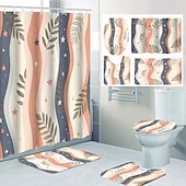 cheap Shower Curtains-Modern Creative Bathroom Shower Curtain and Bath Mat Set, Polyester Waterproof, Mildew Resistant, Quick Dry, Non Slip, Easy to Clean, Home Bathroom Decor