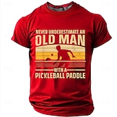 abordables T-shirts de loisir-Homme Vieil Homme Pickleball T-shirt Manche Courte T-shirt Impression 3D Col ras du cou Chemise Mode Quotidien Quotidien Rue Rouge Été Printemps Vêtement Tenue S M L XL XXL XXXL