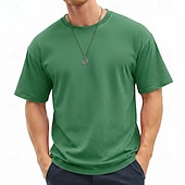 economico magliette di base-SoftFade™ Camicia Uomo 100% Cotone Camicia Acid Wash Manica Corta Collo a Giro Estate Piana Vintage Casual Abbigliamento Tinto Sbiadito Casual Streetwear Rosa Viola Caffè Top Tee per Uomo