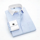 economico Camicie eleganti da uomo-Per uomo Camicia Camicia elegante Camicia con polsini alla francese Matrimonio Affari LF-16 jacquard blu Collo interno scozzese giallo LF-21 LF-17 jacquard rosa LF-18 jacquard viola Manica Lunga