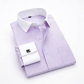 economico Camicie eleganti da uomo-Per uomo Camicia Camicia elegante Camicia con polsini alla francese Matrimonio Affari LF-16 jacquard blu Collo interno scozzese giallo LF-21 LF-17 jacquard rosa LF-18 jacquard viola Manica Lunga