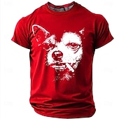 economico Magliette con stampa animale-Maglietta da uomo con chihuahua che fuma una sigaretta, streetwear grintoso, meme divertente, vestibilità regolare, stile thug life, cane cattivo, abbigliamento casual quotidiano firmato, taglie S, M,