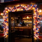  quattro luglio 250° anniversario degli Stati Uniti 6m 40 led stella patriottica &Luci a stringa per bandiere, striscia LED rossa, bianca e blu, alimentate a batterie AAA, luce fissa &modalità