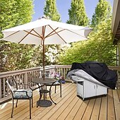 billige Terrassemøbelbeskyttere-kraftig vanntett &amp;Støvtett rundt grilldeksel i oxfordstoff med håndtak &amp;borrelåsstropp, runde grilltrekk, kuppelformet trekk til utendørs elektrisk gassgrill (størrelse: 82 * 66 * 100 cm)