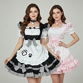 ieftine Rochii Lolita-Cosplay Costum de servitoare Anime Rochii Costum Cosplay Ținute Costume Cosplay Rochii Carnaval ziua îndragostiților Mascaradă Fulare Costum Pentru Pentru femei Fete Adolescent Adulți