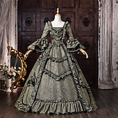 economico Vestiti-Rococò Barocco Abito da Ballo Lunghezza al pavimento Vestito Abito da Ballo Lunghe Principessa Sposa Pizzo Floreale Abito da ballo Collo quadrato Costume Per donna Reale Halloween Carnevale Mascherata