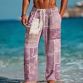 economico Pantaloni casual stampati da uomo-Per uomo Blocco di colori Patchwork Stile Boho Pantaloni Pantaloni Larghi Misura del girovita medio Etnico Vintage Retrò Casa All'aperto Vacanza Coulisse Elastico in vita Gamba larga Estate Primavera
