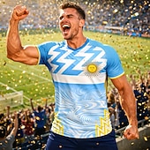  Unisexo Geométrica Gradiente Abstrato Carta e Número Verão do Futebol Partida Global Top de corrida Camiseta de Corrida Verão Manga Curta UPF 50 Secagem Rápida Respirável Academia Corrida Track