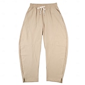 abordables Día festivo-Hombre Pantalones de lino Pantalones Pantalones bombachos holgados Correa Cintura elástica Plano Comodidad Transpirable Longitud total Diario Exterior Festivos Vacaciones Moda Negro Blanco Rígido