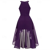 cheap Chiffon Dresses-Women's Midi Dress Chiffon Dress Casual Dress Elegant Fashion Modern Outdoor Vacation Party Regular Fit Plain Sleeveless Halter Neck Blue Pink Purple Summer Spring
