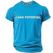voordelige Sarcastische Humor T-shirts-Heren T-shirt met de tekst "I had potential" (grappig, sarcastisch, minimalistisch, meme), normale pasvorm, begaafd, kind, burn-out, humor, casual, dagelijkse designerkleding, maten S, M, L, XL, XXL,