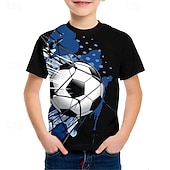 abordables Deportes y Juegos 3D para Niños-Chico 3D Graphic Fútbol Americano Camisetas de fútbol Camiseta Manga Corta Impresión 3D Verano Primavera Deportes Moda Ropa de calle Niños 5-12 años Cuello Barco Casual Diario Exterior Ajuste regular