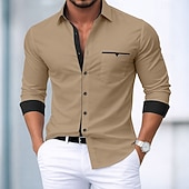 Χαμηλού Κόστους Ανδρικά πουκάμισα με κουμπιά-Ανδρικά Πουκάμισο Επίσημο Πουκάμισο Πουκάμισο με κουμπιά Μη σιδερένιο πουκάμισο Συνδυασμός Χρωμάτων Causal Καθημερινά Θαλασσί Λευκό Ροζ Χακί Μακρυμάνικο Απορρίπτω Άνοιξη Άνοιξη &amp; Χειμώνας Ρούχα