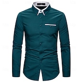 お買い得  メンズボタンダウンシャツ-男性用 シャツ ドレスシャツ ボタンダウンシャツ 純色 アウトドア ビジネス ブルー ブラック ホワイト ピンク 長袖 折襟 夏 春 衣類 ボタン