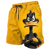  Bărbați Amuzant Rață animale de desene animate Boxeri înot Costume de baie Pantaloni scurți de baie Pantaloni Scurti Talie medie Hawaiană Vacanta la plaja Buzunare laterale Căptușeală din plasă Talie